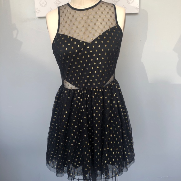 Express - black mini dress with gold details - Picture 2 of 5